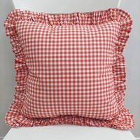 Bohemian Linen Gingham Pillow Cover - Frill Edge Accent | Etsy (US)