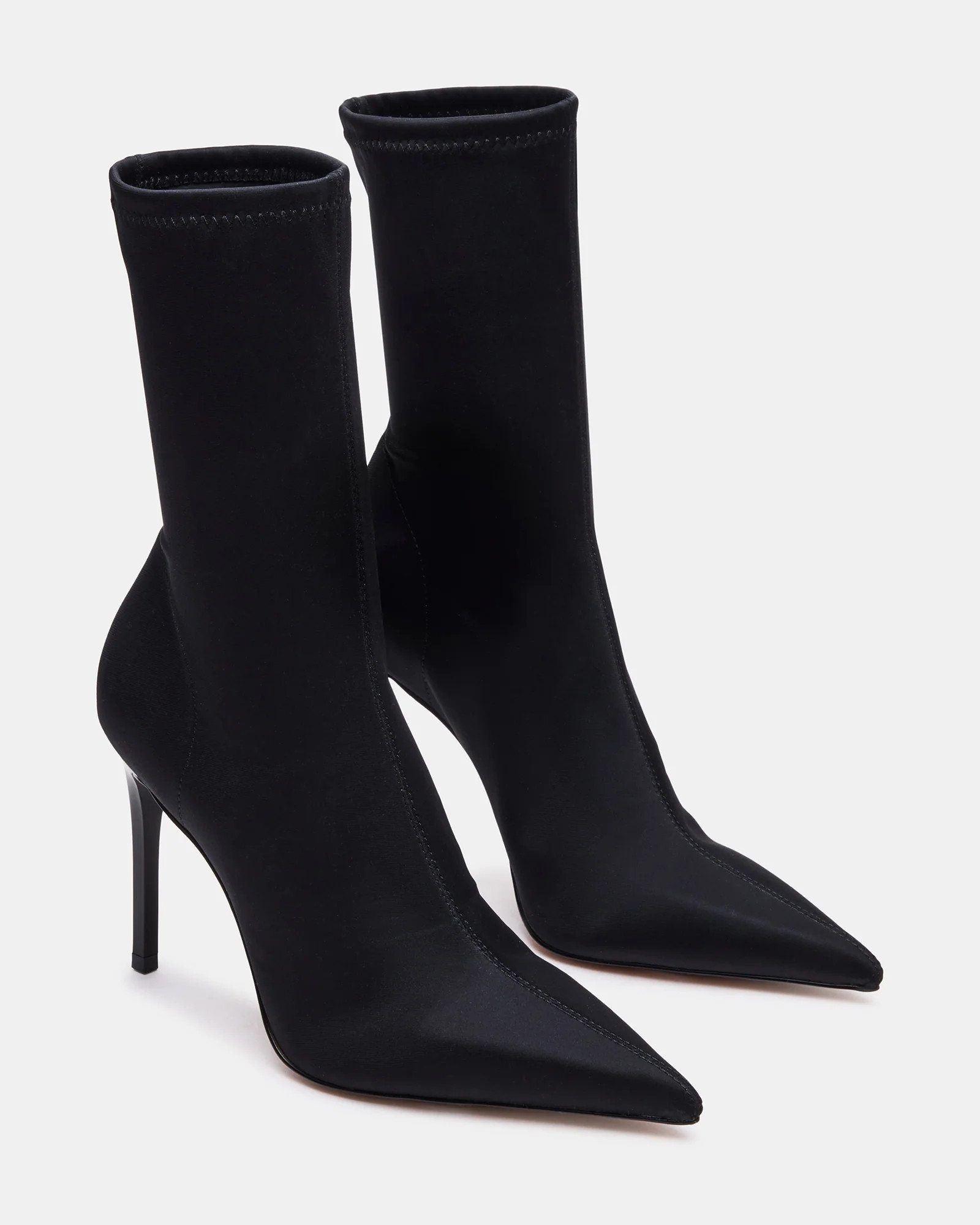 MIDNITE Black Pointed-Toe Stiletto Heel Sock Women's Ankle Boot | Steve Madden (US)