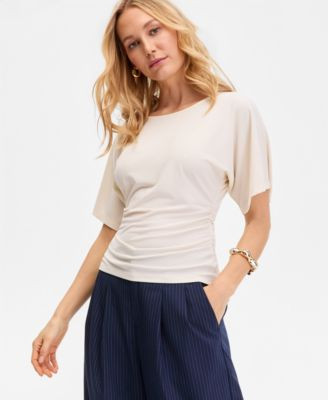 I.N.C. International Concepts Women's Ruched-Waist Short-Sleeve T-Shirt, Macy's Exclusive  - Macy... | Macy's