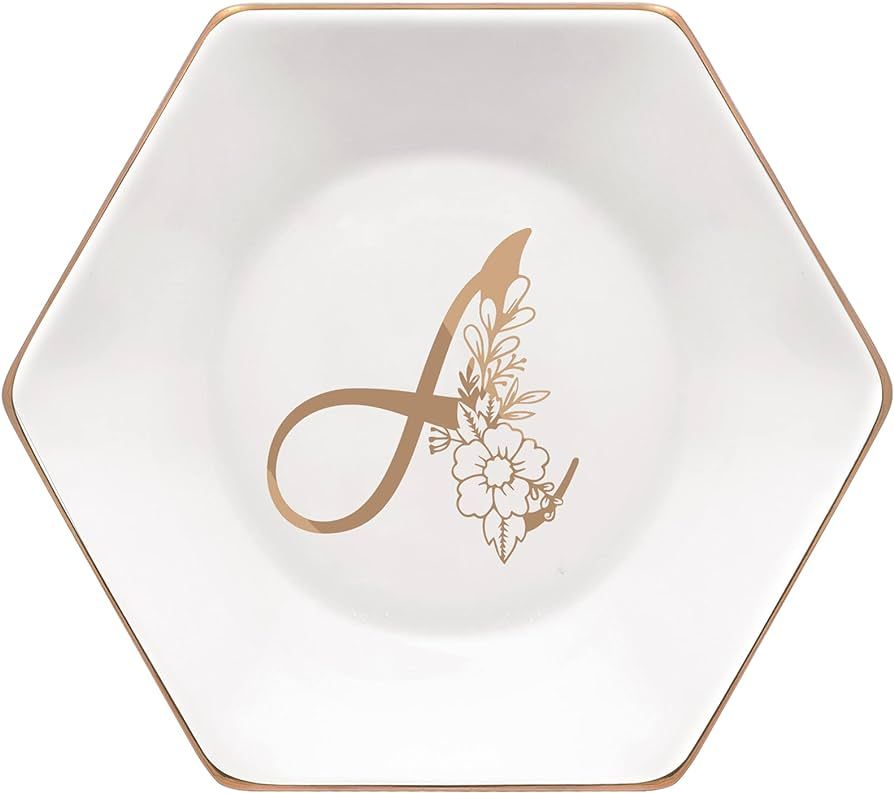 CARAKNOTS A Initial Jewelry Tray Ring Dish Graduation Gifts Teacher Monogram Ring Holder Personal... | Amazon (US)