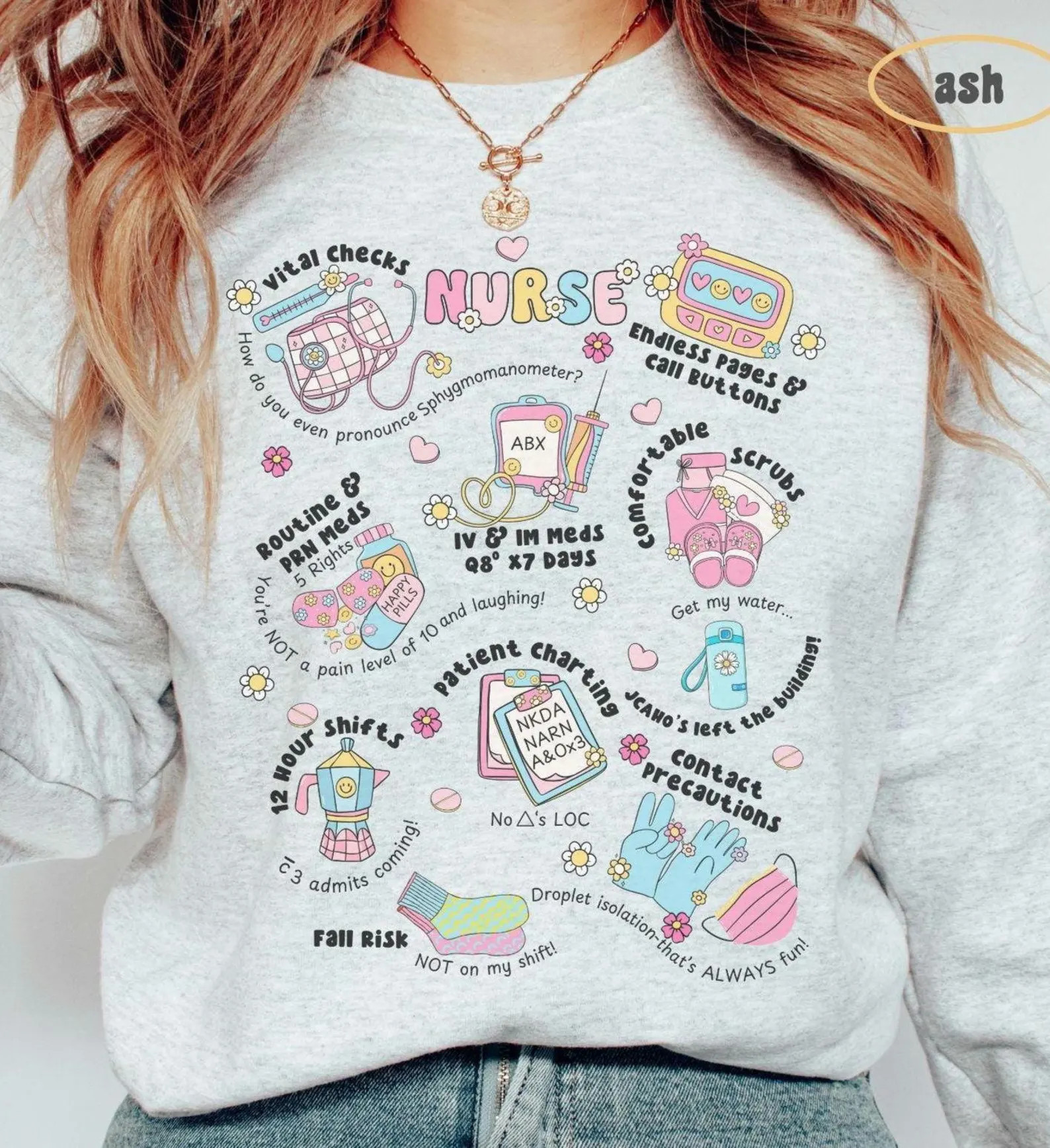 Funny IV Nurse Sweatshirt, Cute Retro Floral Positive Nurse Long Sleeve Sweater, Med Surg Nurse,F... | Etsy (US)