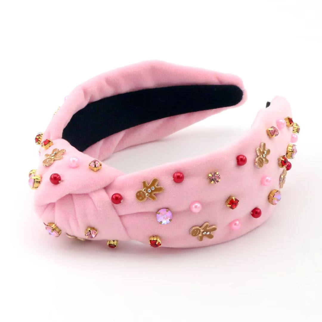 LIMITED EDITION Luxury Gingerbread Headband, Pink Christmas, Holiday Headband, Christmas Headband... | Etsy (US)