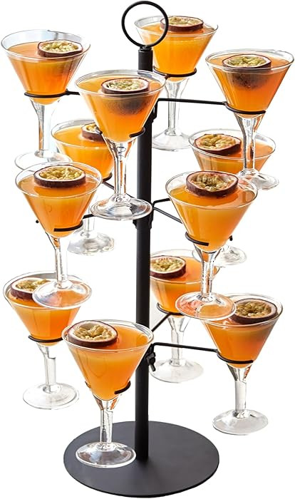 Cocktail Tree Stand, Metal Drink Tower, 3 Tier - 12 Holders For Champagne, Martini, Margarita Cup... | Amazon (US)