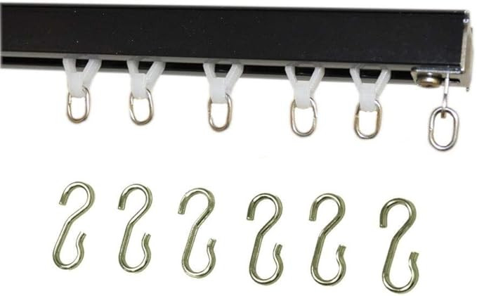 Ceiling Curtain Track Set with Wheeled Carriers and Hooks (13' in 2 Sections-Black) | Amazon (US)