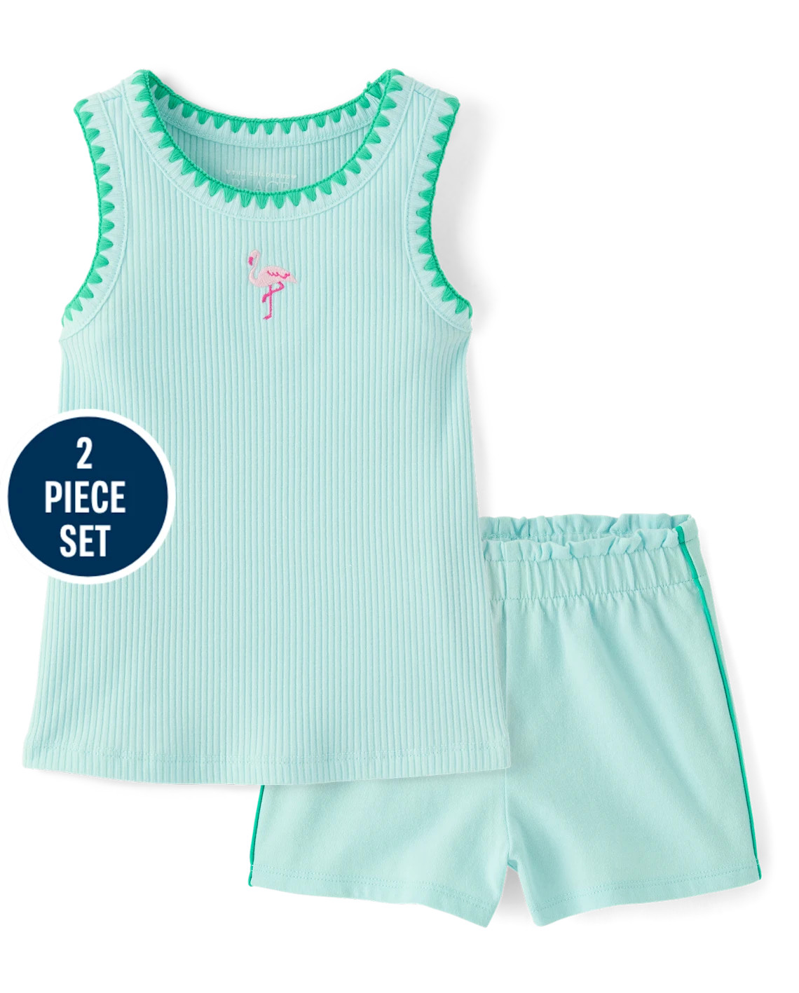 Baby And Toddler Girls Embroidered Flamingo 2-Piece Outfit Set - blue | The Children's Place