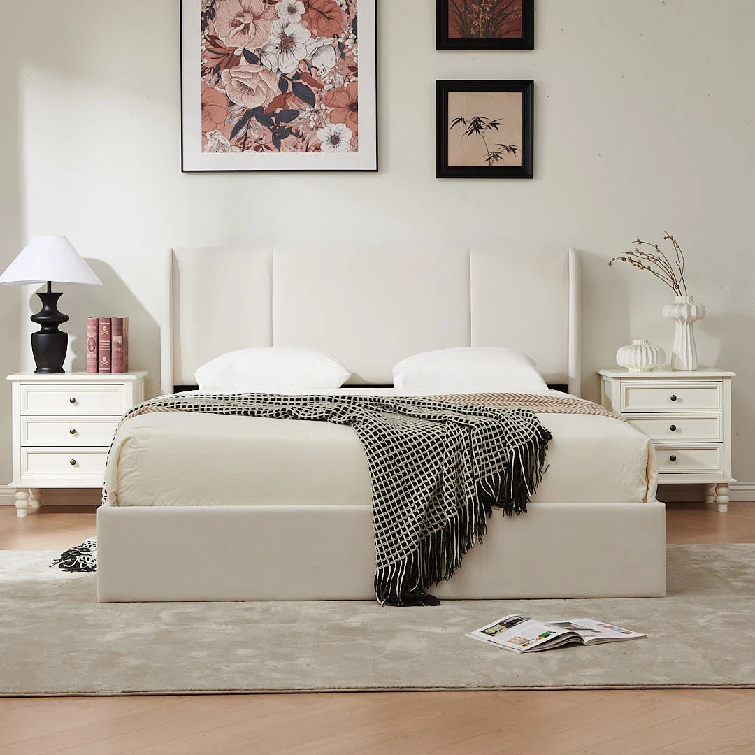 Juanetta Hydraulic Lift Up Storage Wingback Upholstered Platform Bed | Wayfair North America