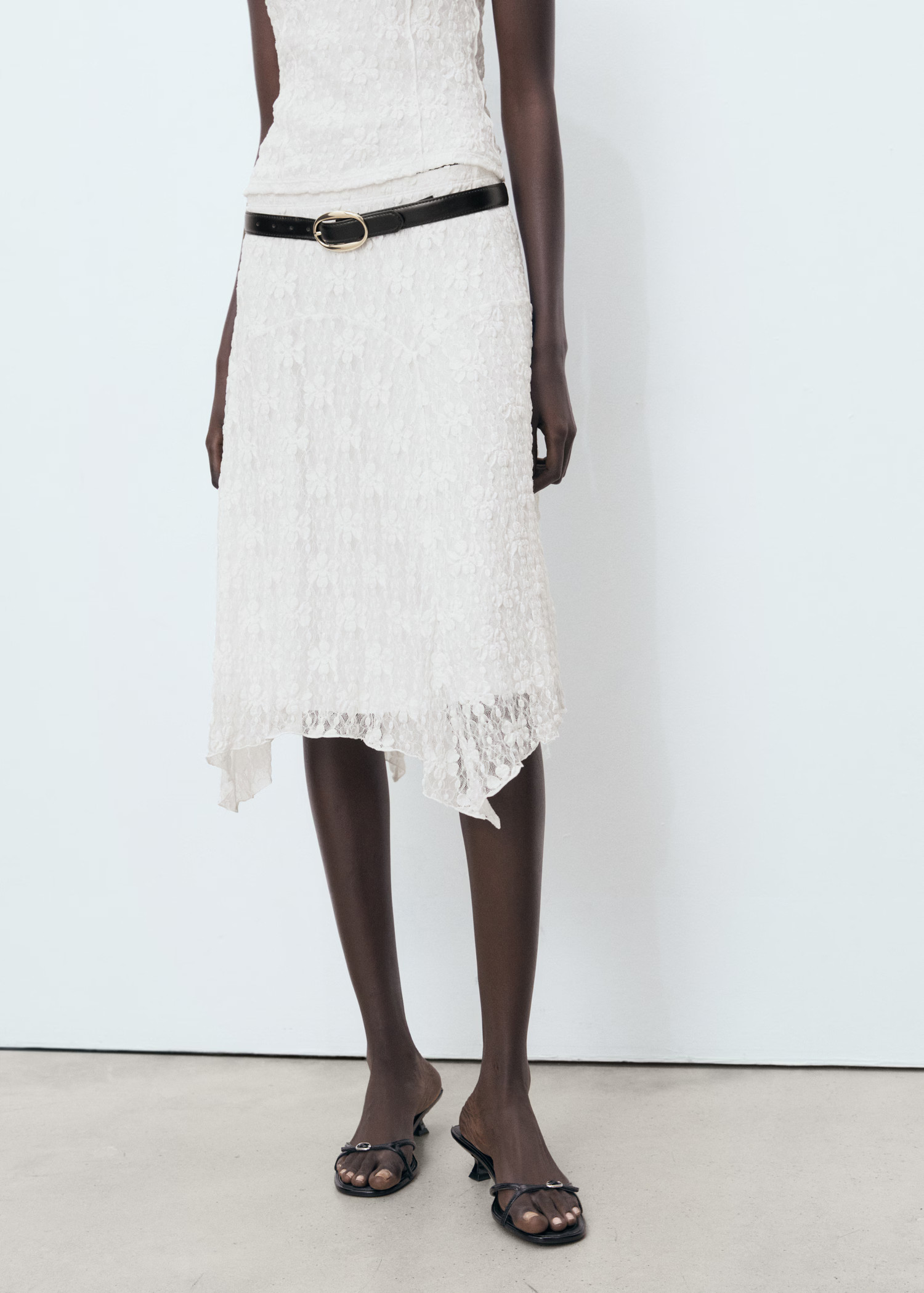 Lace midi skirt - Women | MANGO United Kingdom | MANGO (UK)