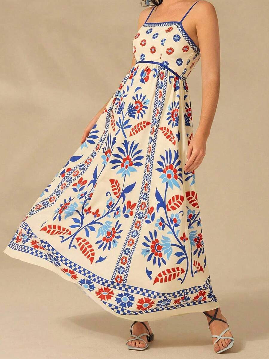 Women's Low-Neck Long Dress Sleeveless Suspender Long Dress Night Party Outing Dress | SHEIN