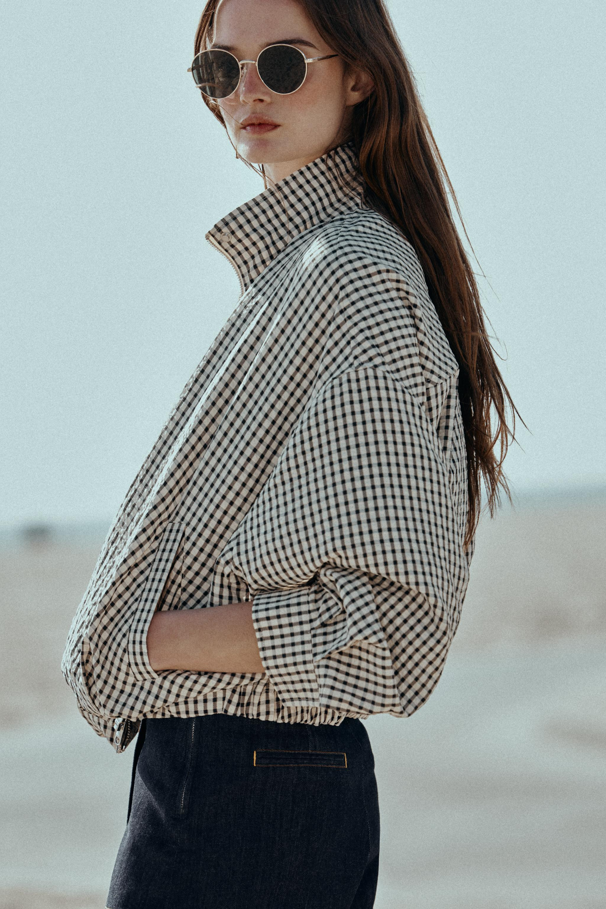 BLOUSON BOMBER À CARREAUX | Zara US