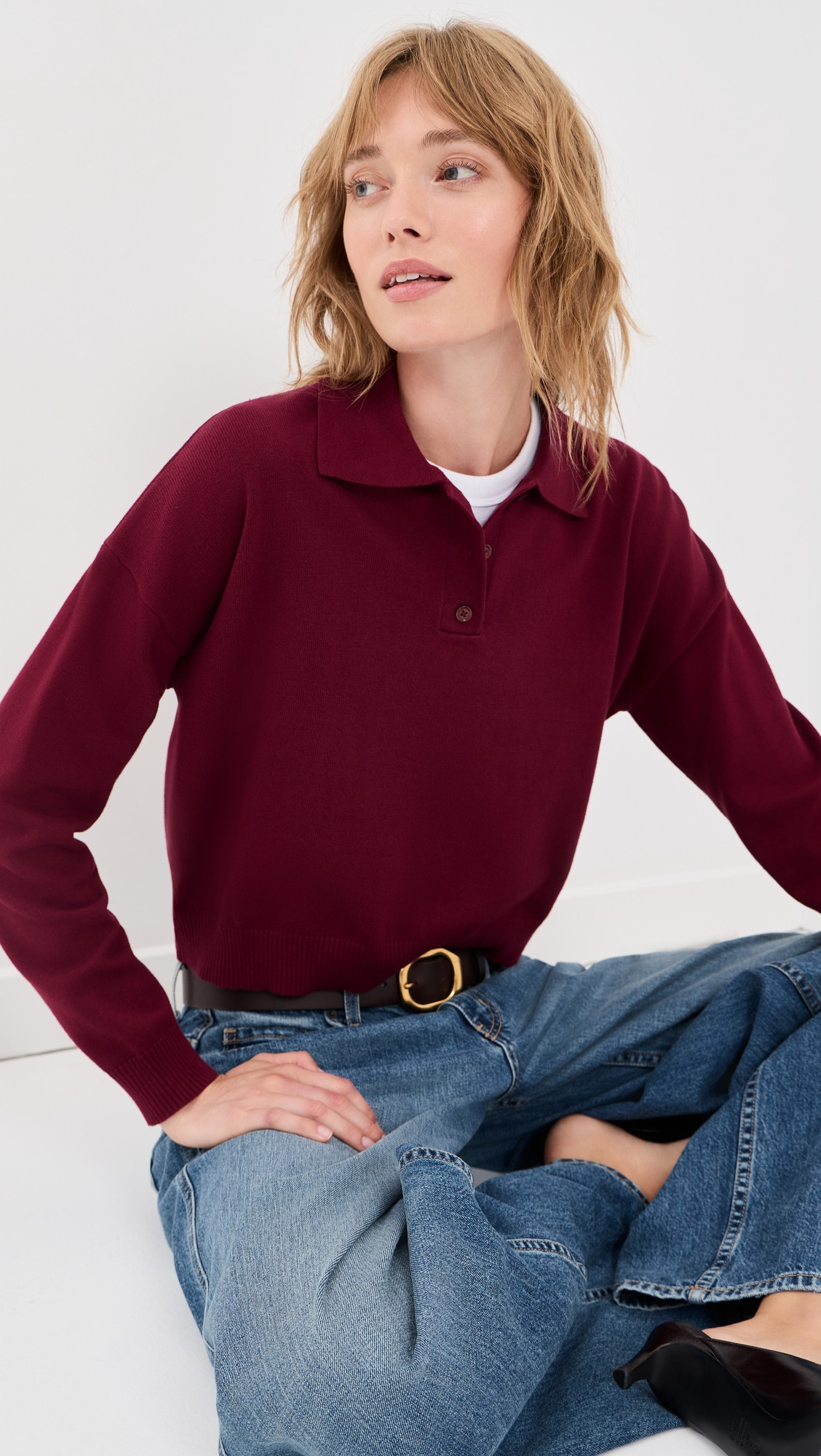 LE BOP Zadie Polo Shirt Burgundy M | Shopbop