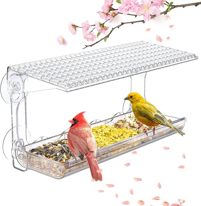Window Bird Feeder for Outdoors, Clear Bird Feeders Window Mounted with Strong Suction Cups, Tran... | Amazon (US)