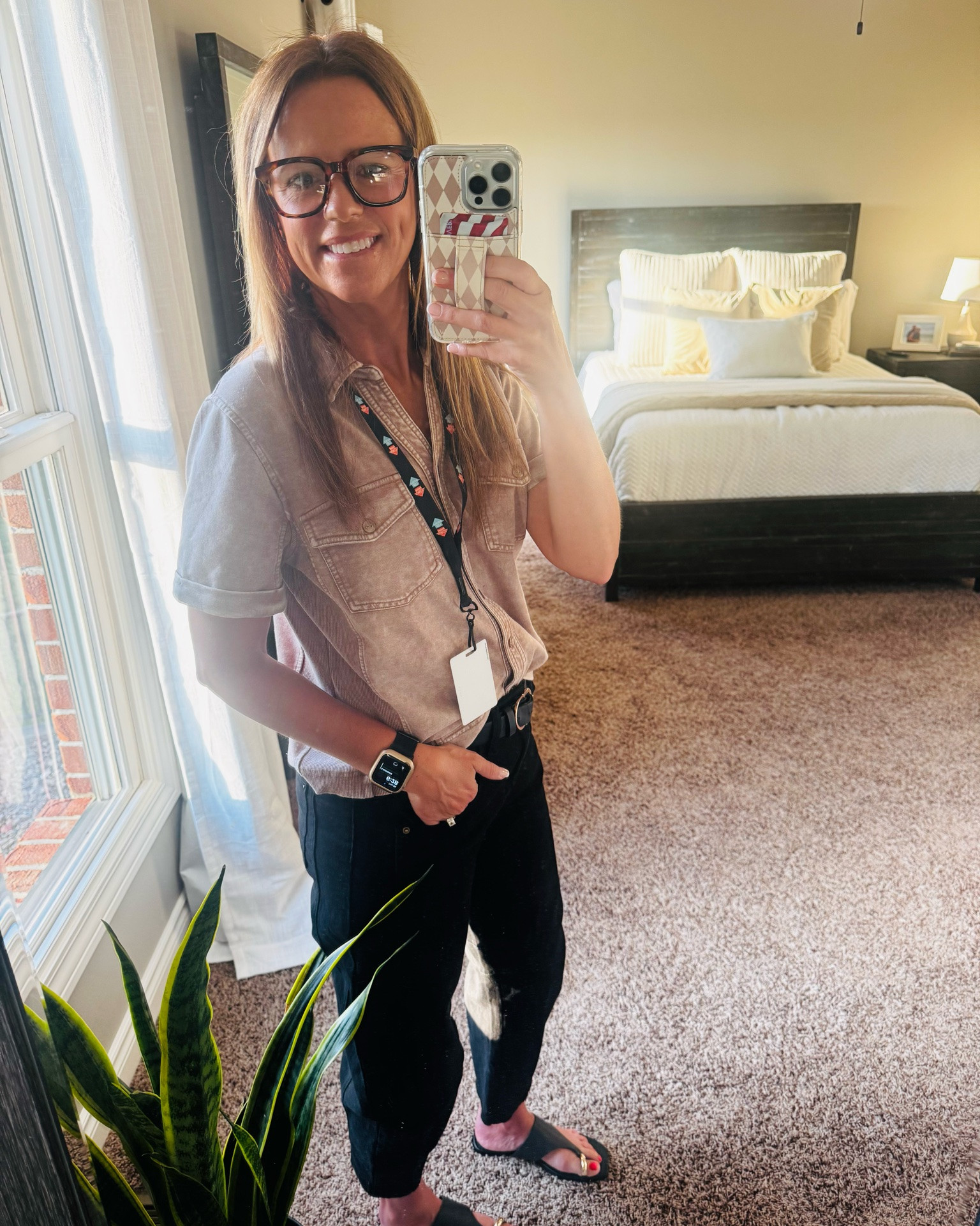 I’m at the age where I need cute 0.5 readers and blue light glasses… so if I’m wearing glasses, they’re going to be part of the outfit. 🤓✨

Keeping it simple today with a soft neutral button-down, black cropped pants, and comfy slides. Easy, polished, and perfect for a busy day when you want to feel put together without overthinking it.

Proof that comfort and style can absolutely go hand in hand! 🖤🤍

#EverydayStyle #Over40Fashion #CasualChic #WorkwearStyle #SimpleStyle #ReadersAreAnAccessory #OOTD #FashionOver40 #ComfortAndStyle

#LTKootd #LTKOver40 #LTKTall