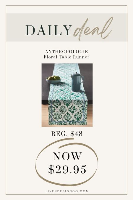 Anthropologie floral block print table runner. Table linens. 

#LTKSeasonal #LTKHome #LTKSaleAlert