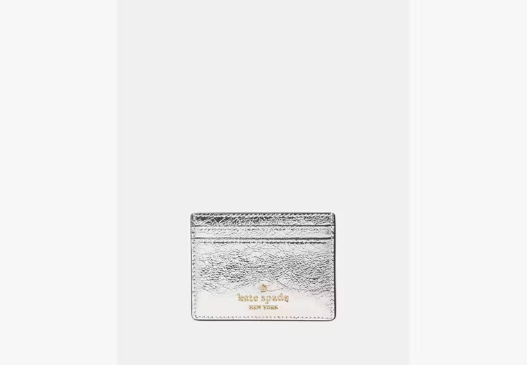 Kate Spade Madison Metallic Small Slim Card Holder, Silver | Kate Spade Outlet