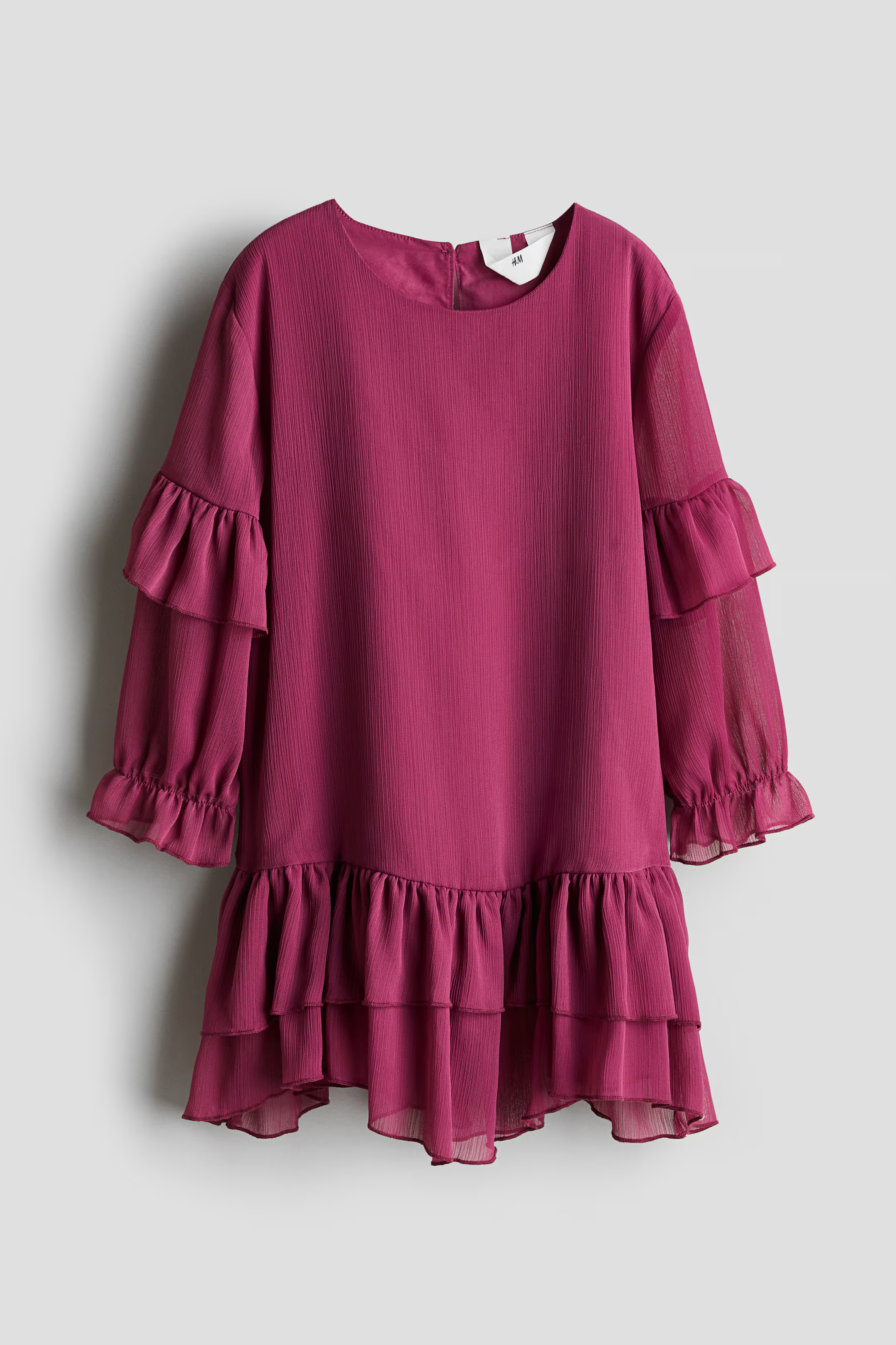 Flounced Chiffon Dress - Dusty yellow - Kids | H&M US | H&M (US + CA)
