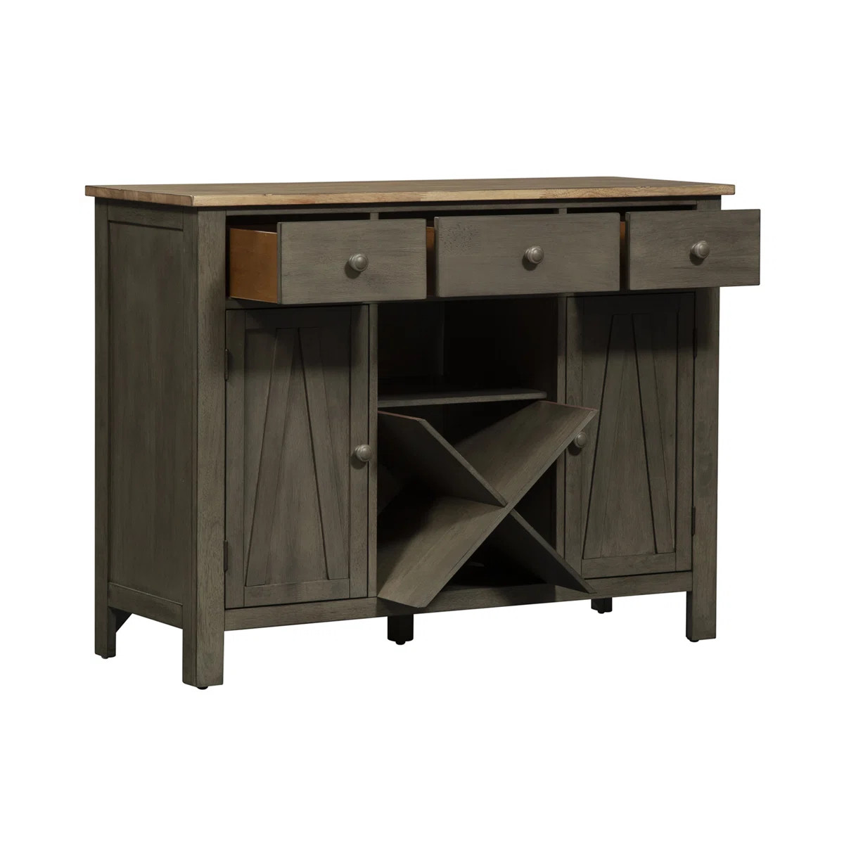 Keswick 3 Drawer, 2 Cabinet Server w/ Wine Storage | Wayfair North America