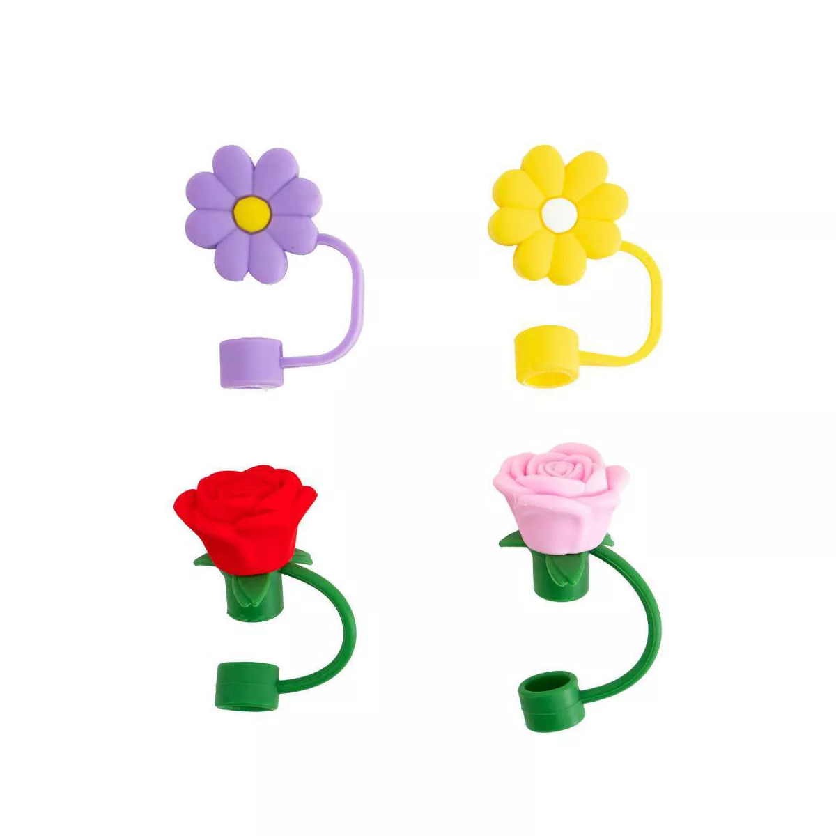 CharCharms 4pk Flowers Straw Toppers | Target