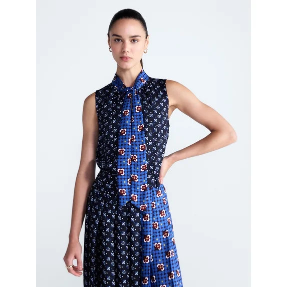 Free Assembly Women's and Women's Plus Sleeveless Tie Neck Top, Sizes XS-4X | Walmart (US)