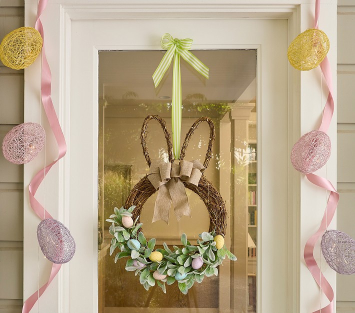 Easter Bunny Outdoor Light-Up Wreath | Pottery Barn Kids