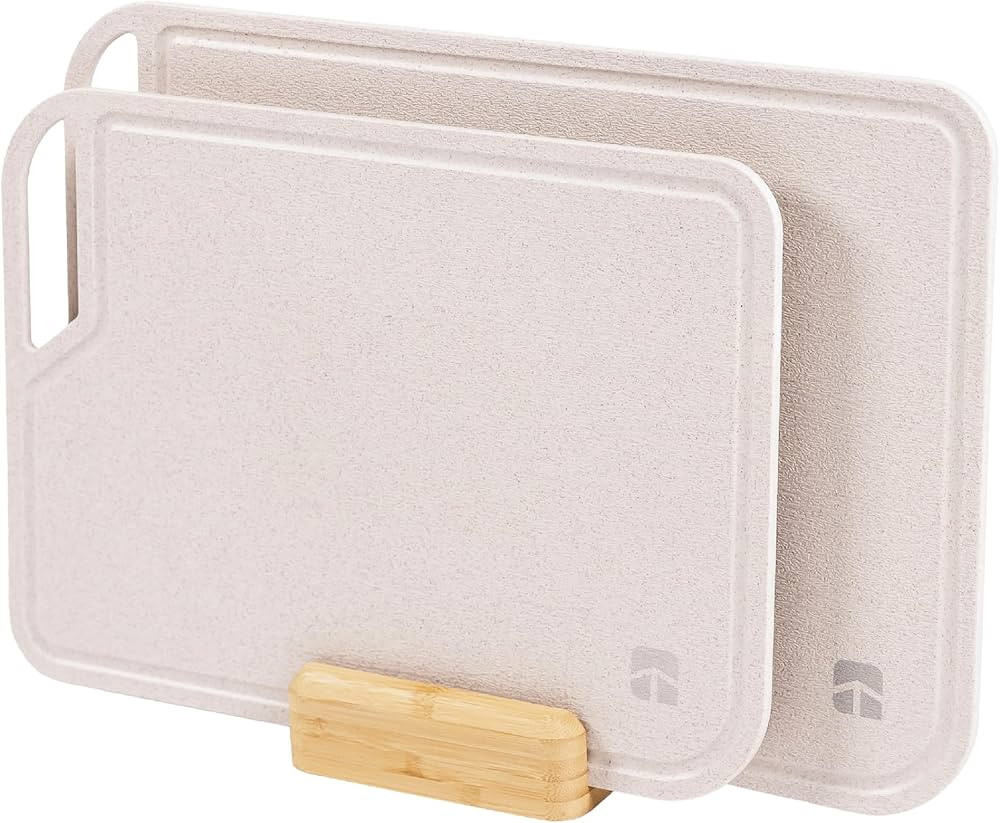 Rice Fiber Cutting Board Set with Bamboo Stand for Cooking Prep, 2 Piece Kitchen Set, with Juice ... | Amazon (US)
