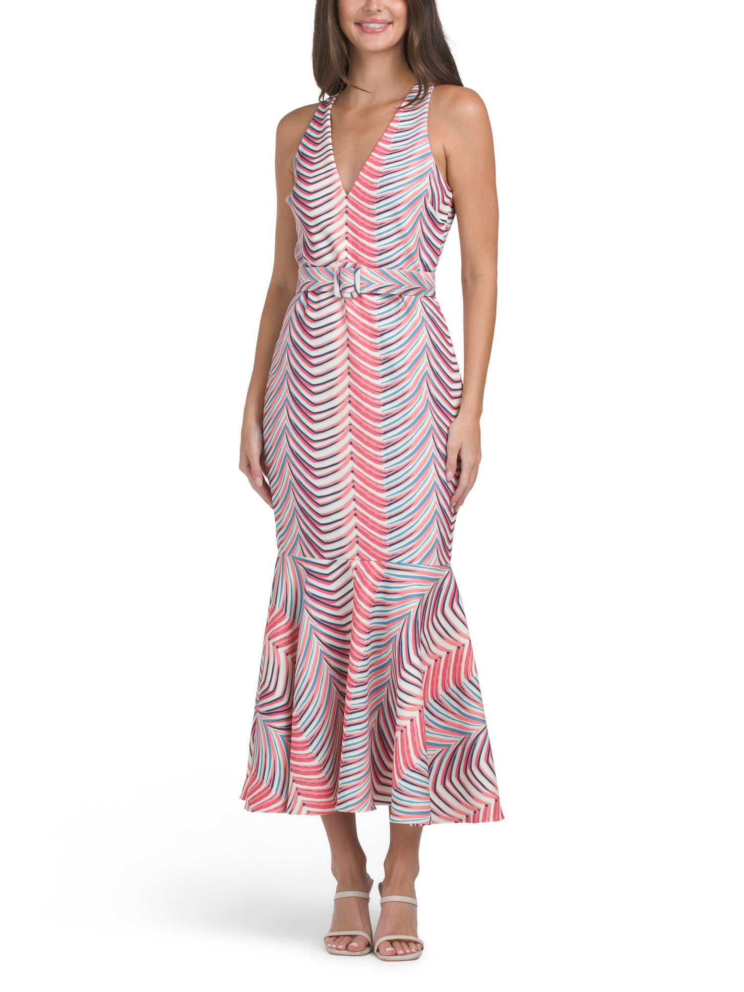Chevron Multi Tea Length Dress | TJ Maxx