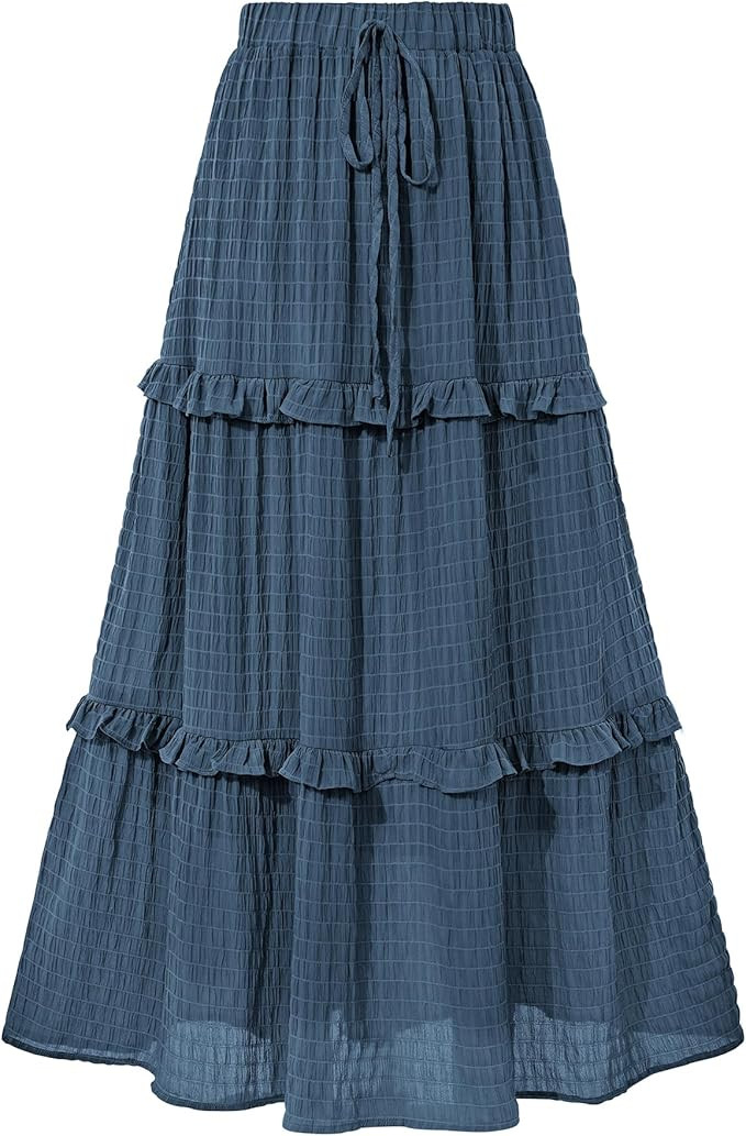 BTFBM Women's Long Summer Skirt 2026 Elegant High Waist Cocktail Party Wedding Guest Dress Flared... | Amazon (US)