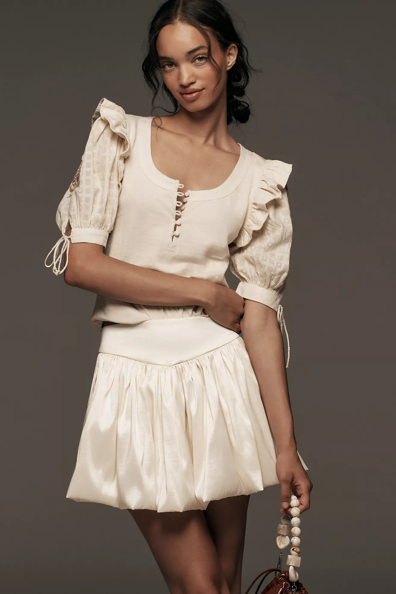 By Anthropologie Embroidered Puff-Sleeve Top | Anthropologie (US)