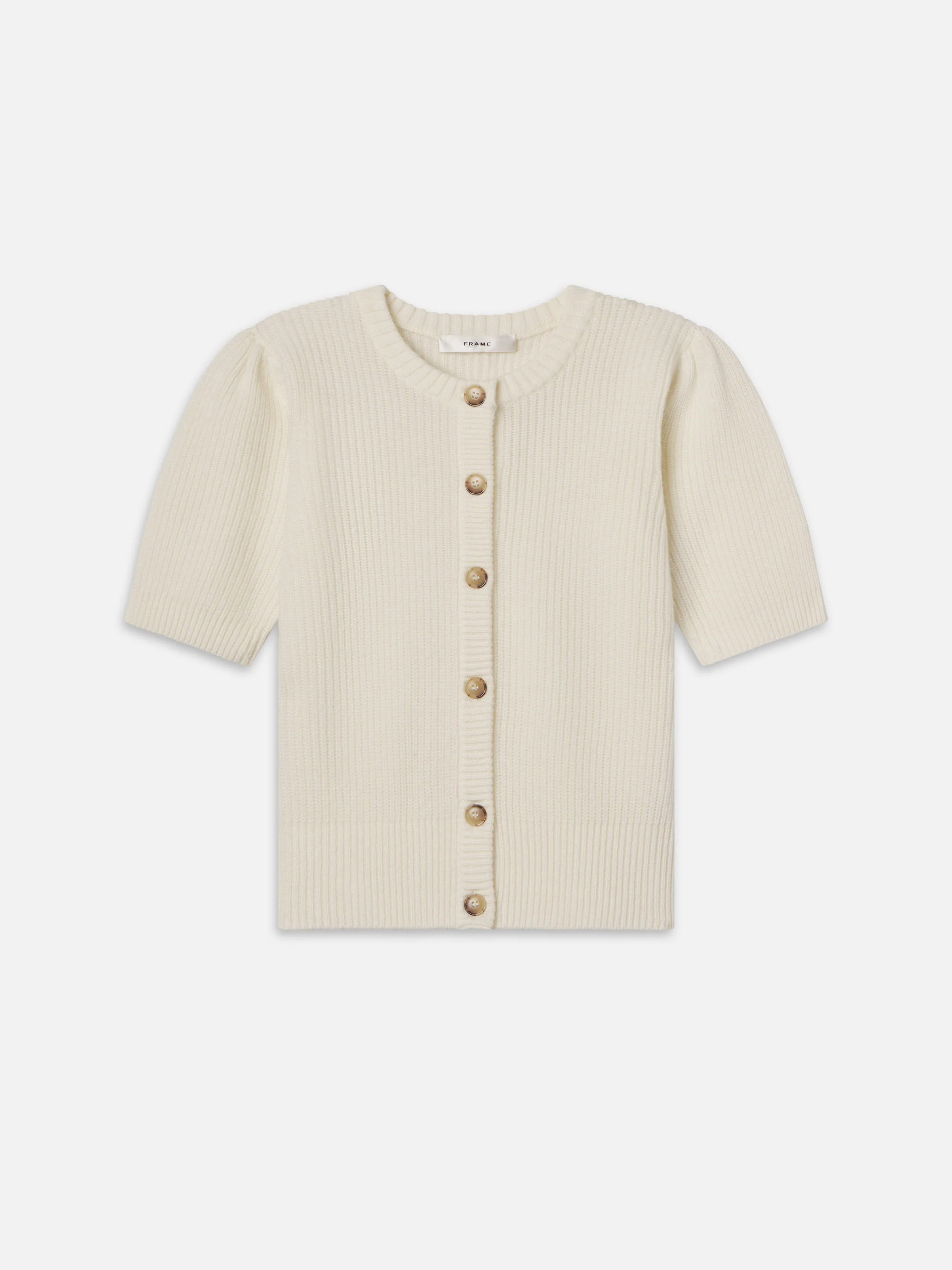 Shrunken Short Sleeve Cardi -- Cream | Frame Denim