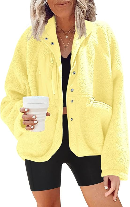 Nirovien Womens Fuzzy Fleece Jacket Button Down Sherpa Coats Casual Winter Warm Outwear with Pock... | Amazon (US)