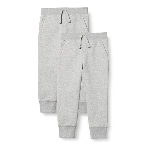 Amazon Essentials Toddler Boys' Fleece Jogger Sweatpants with Drawstring, Elastic Waist, Pack of 2, Medium Grey Heather, 3T | Amazon (US)