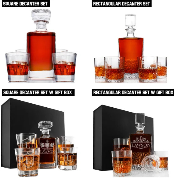 Whiskey Decanter Set, Decanter Set Personalized, Anniversary Gift, Custom Decanter for Men, Retir... | Etsy (US)