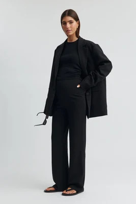 Fold Over Straight Leg Pant (Black) | Legoe Heritage Maternity APAC