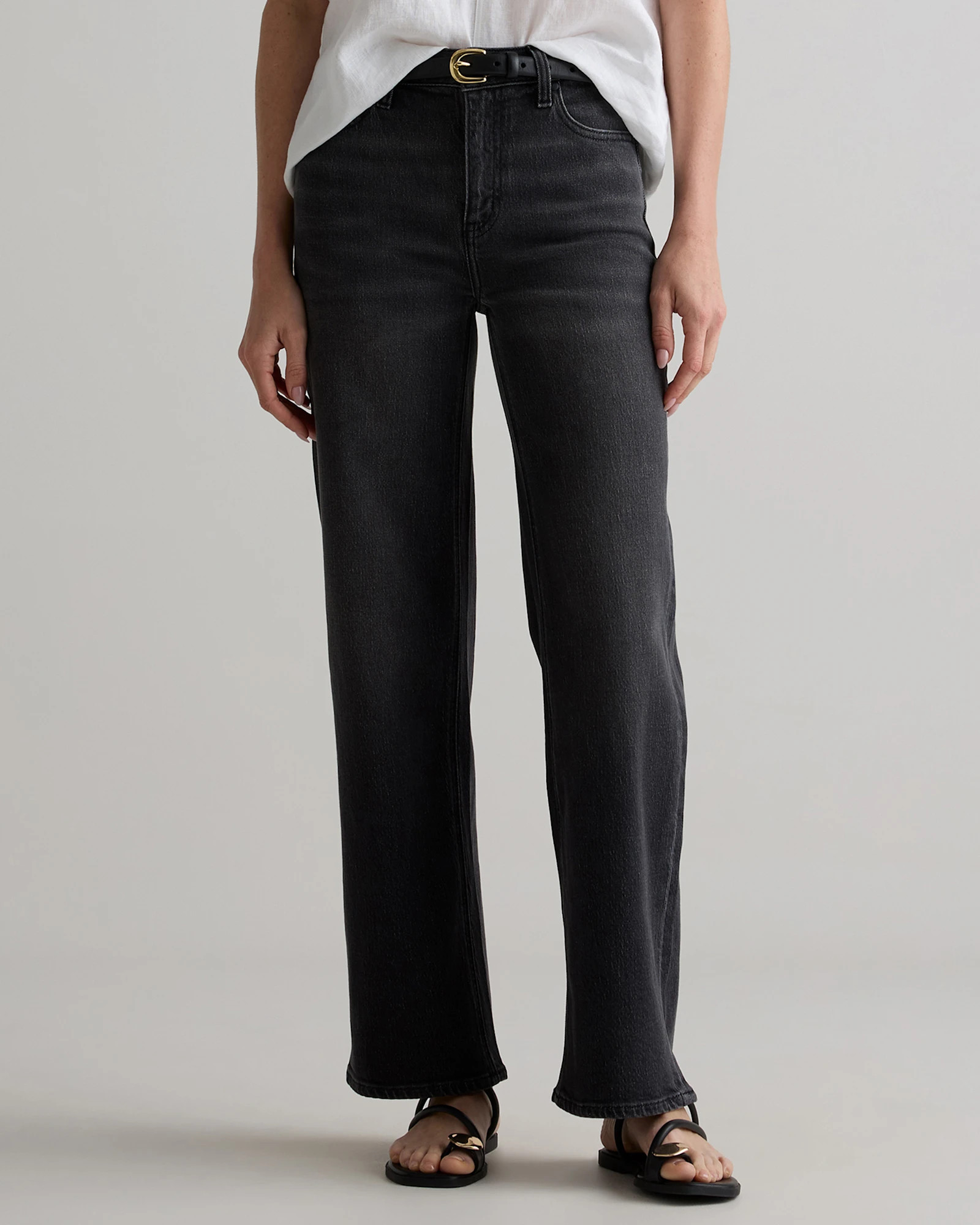 Quince | Women's Comfort Stretch High Rise Relaxed Straight Jeans in Medium Wash, Size 31, Organic Cotton | Quince