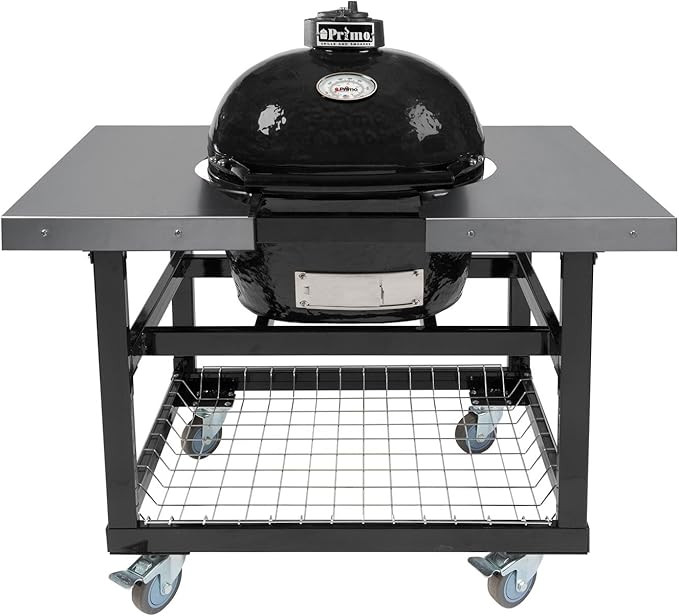 Primo Oval JR 200 Ceramic Smoker Grill On Cart with SS Side Tables | Amazon (US)