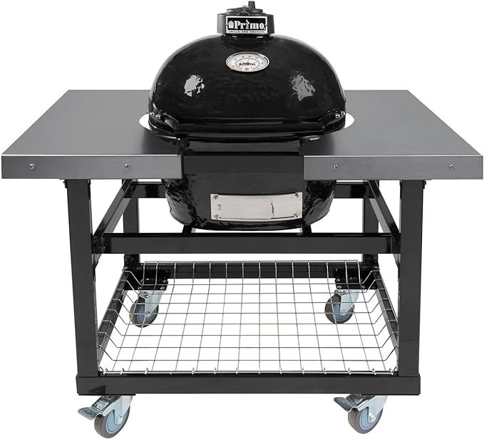 Primo Oval JR 200 Ceramic Smoker Grill On Cart with SS Side Tables | Amazon (US)