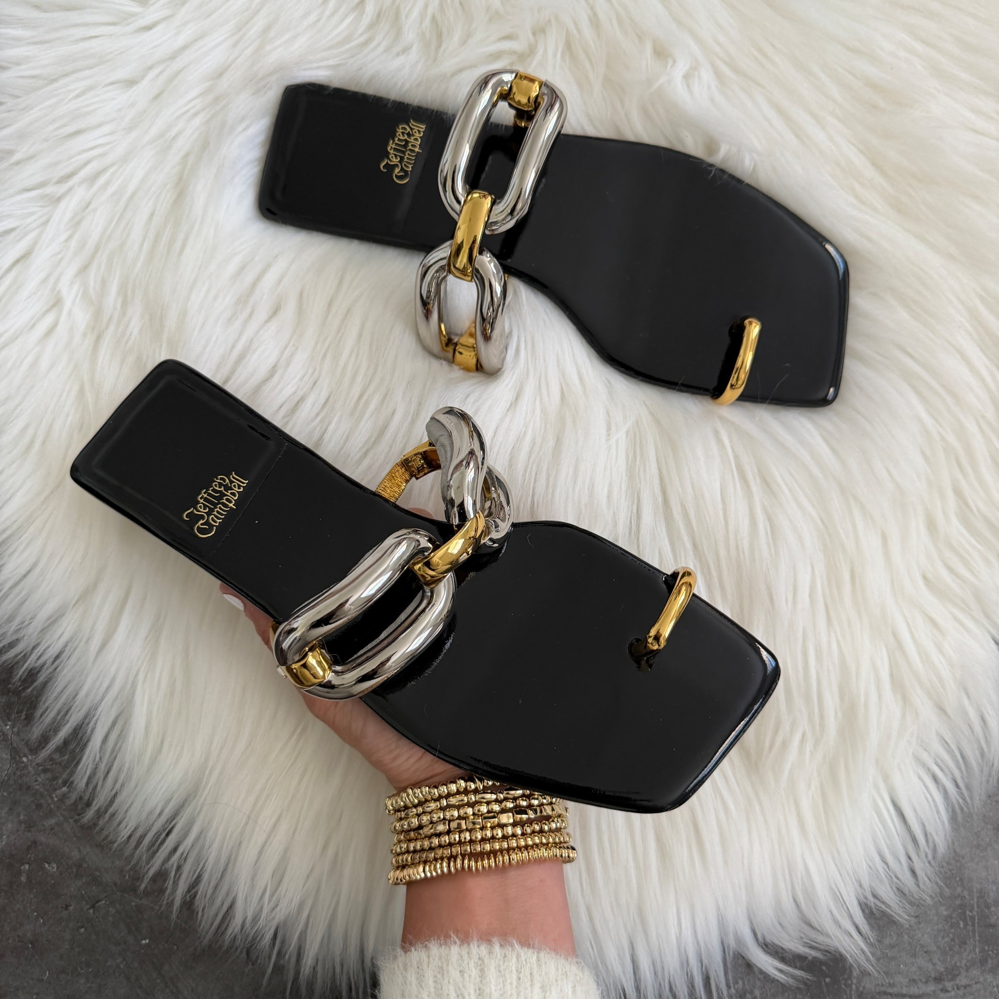 Jeffrey Campbell Guilded-2 Toe Loop Sandal runs true to size 