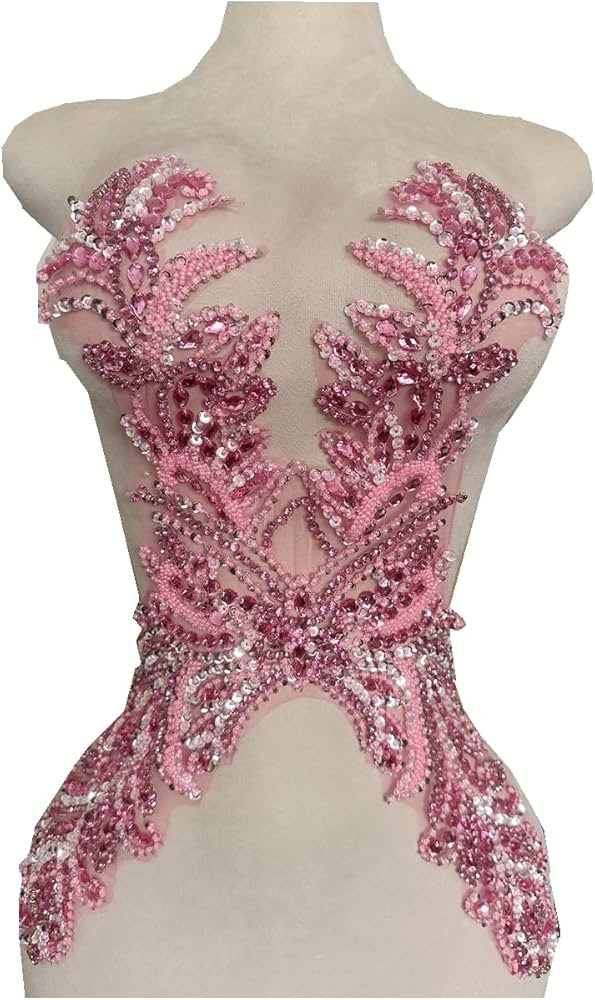 Pure Hand Sewing Beads appliqués sew on shin Rhinestones Sequins Trim Patches Accessories for We... | Amazon (US)