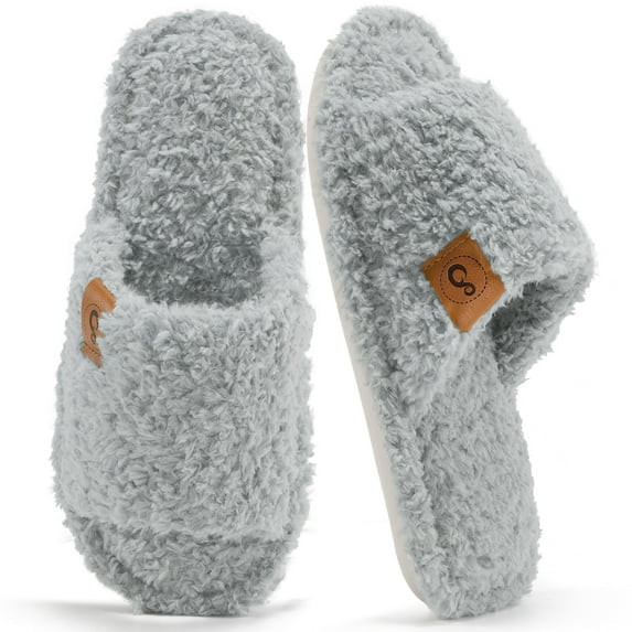 Ecetana House Slippers for Women Cozy Soft Fuzzy Slippers Slides Open Toe House Shoes with Memory... | Walmart (US)
