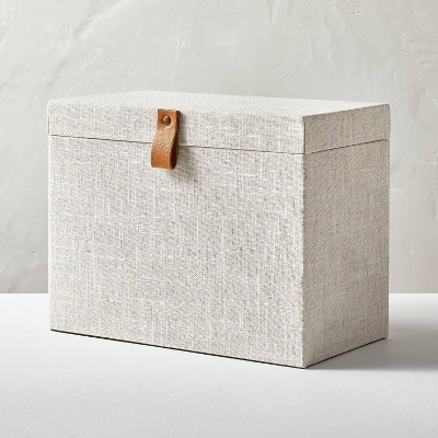 Fabric File Box with Faux Leather Accent Cream - Hearth & Hand™ with Magnolia | Target