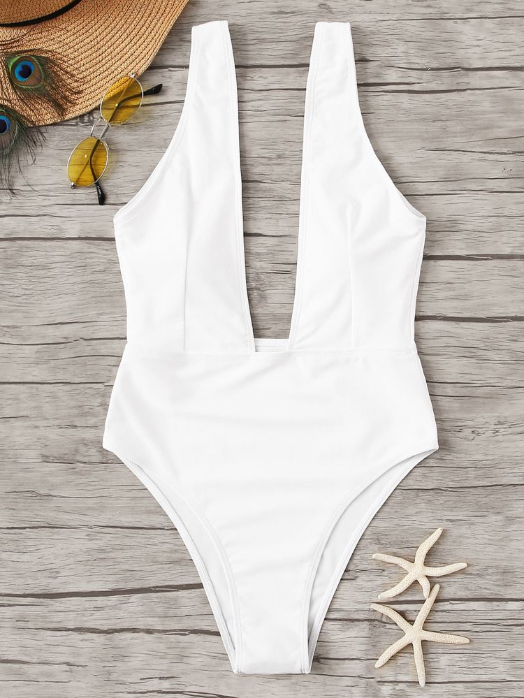 Plunging One Piece Swimsuit | SHEIN