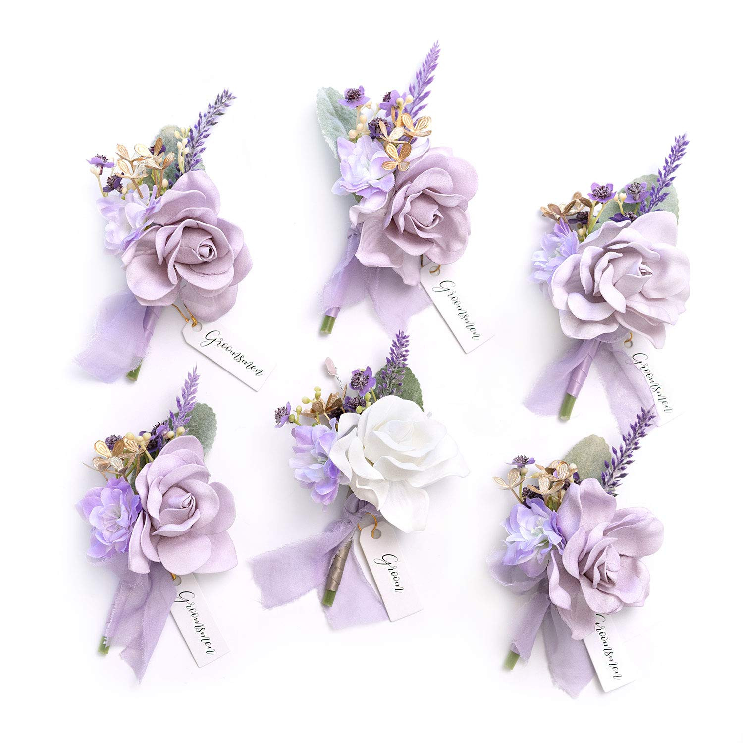 Ling's Moment Boutonniere for Men, 6pcs Groom Groomsmen Boutonniere, Artificial Flowers for Weddi... | Amazon (US)