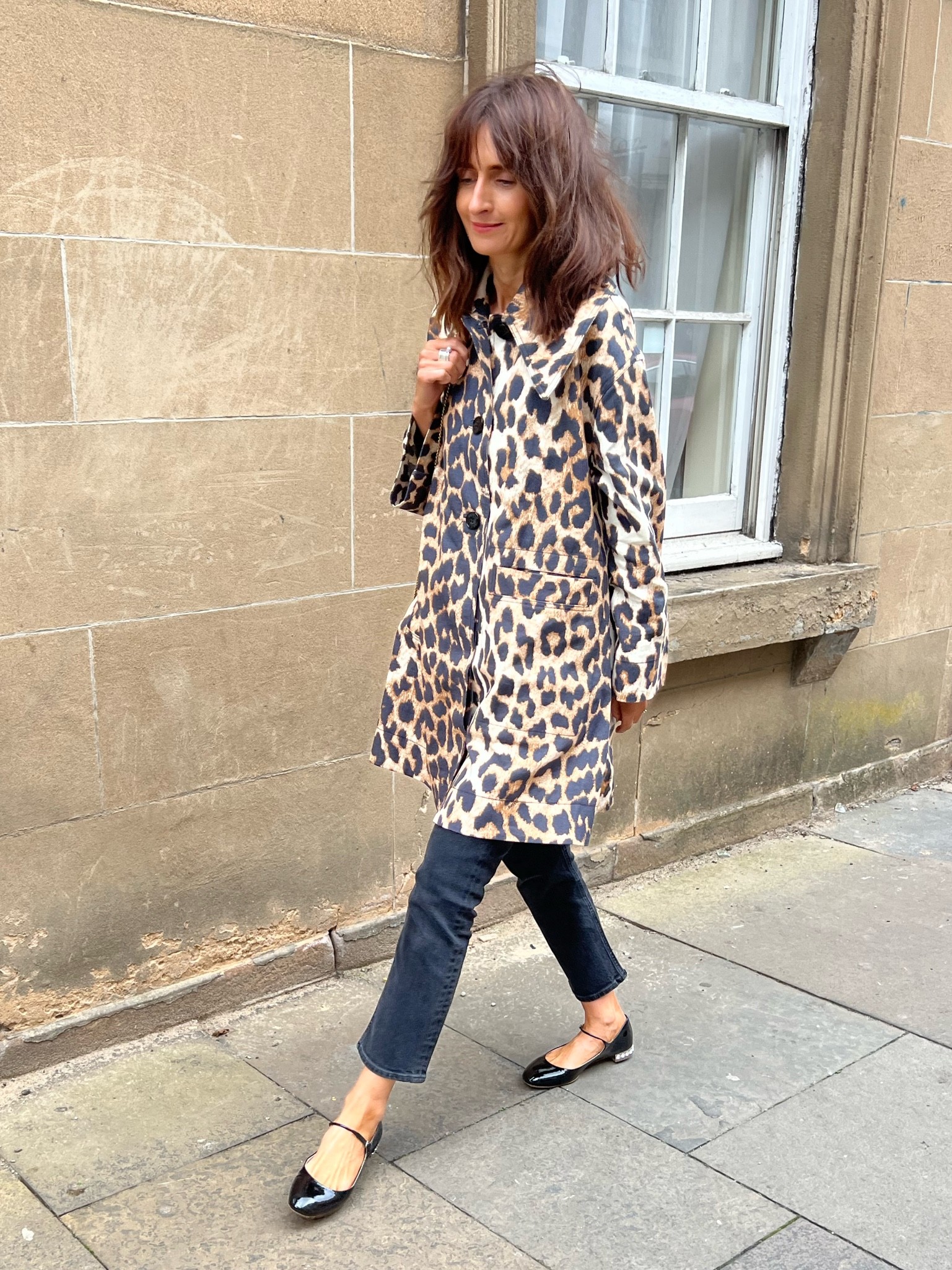 Ganni leopard coat sale