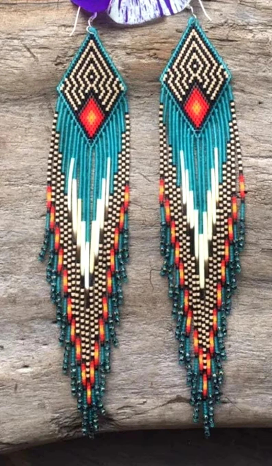 Beadwork Earrings, Multi Colours Earrings Beaded Earrings Ethnic Earrings American Native Seed Be... | Etsy (US)