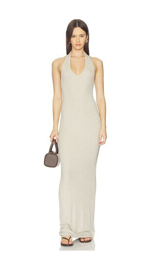 Eterne Halter Maxi Dress in Taupe. - size S | Revolve Clothing (Global)