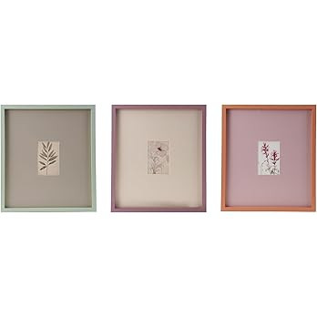 Creative Co-Op 3-Piece Wood Framed Glass Photo Frame Set with Oversized Mat, Multicolor | Amazon (US)