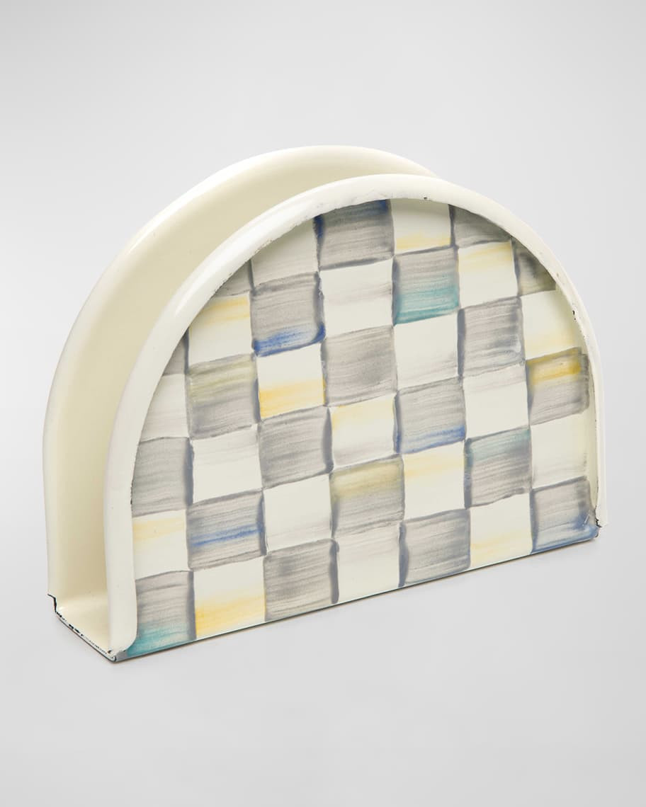MacKenzie-Childs Sterling Check Enamel Napkin Holder | Neiman Marcus