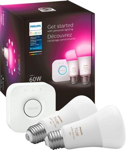 Philips - Hue A19 Bluetooth 60W Smart LED Starter Kit - White and Color Ambiance | Best Buy U.S.