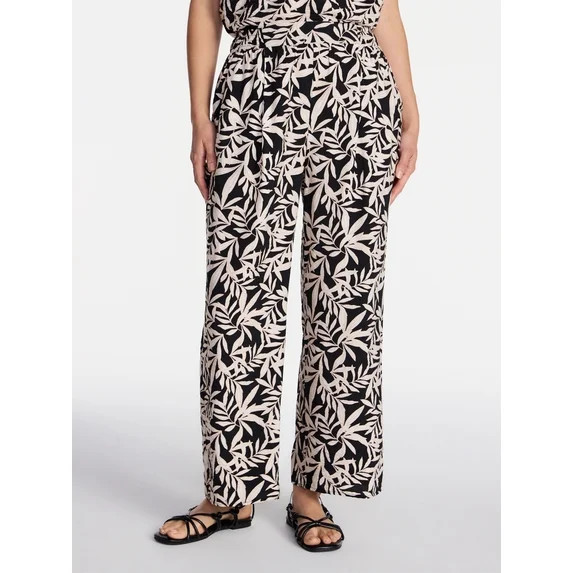 Time and Tru Women's Wide Leg Print Pants, Sizes XS-XXXL | Walmart (US)