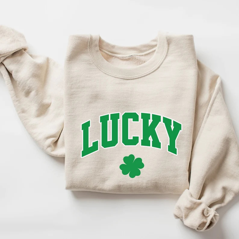 Lucky St Patricks Day Sweatshirt, Cute St Patricks Day Sweatshirt, Lucky Crewneck, St. Patrick's ... | Etsy (US)