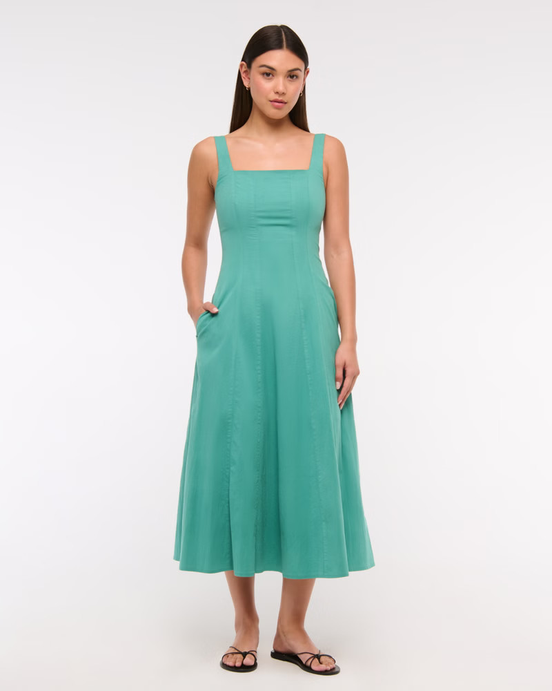 Women's The A&F Mila Stretch Midi Dress | Women's Dresses & Jumpsuits | Abercrombie.com | Abercrombie & Fitch (US)